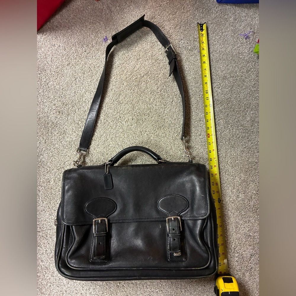 Coach Black Leather Messenger Bag - Picture 3 of 12